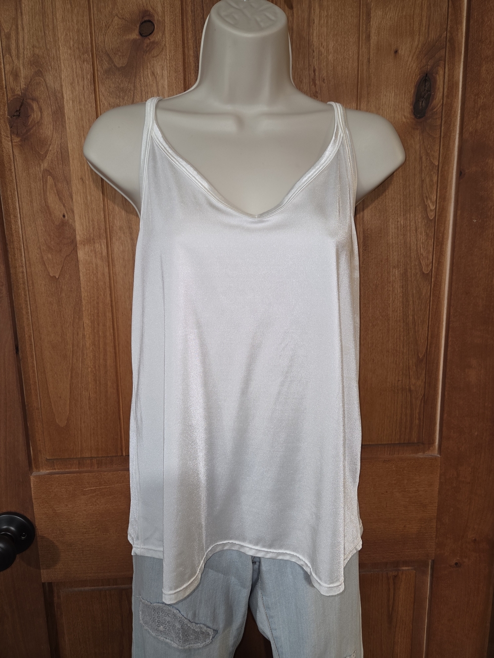 Vanity Fair White Satin V-Neck Camisole